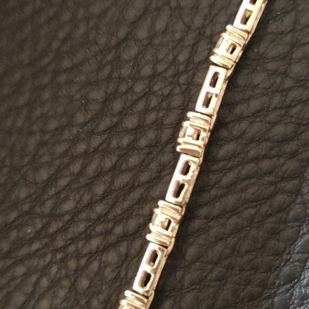 CI 925 Brushed Silver with Gold & Crystals Braclet